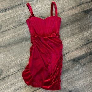 Elegant Red Ruched Dress